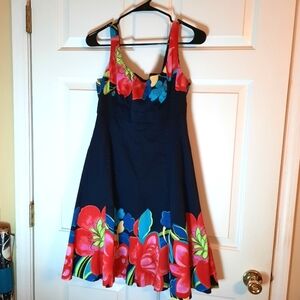 Nine West dress sleeveless floral & black sz. 8 bra strap holders on straps